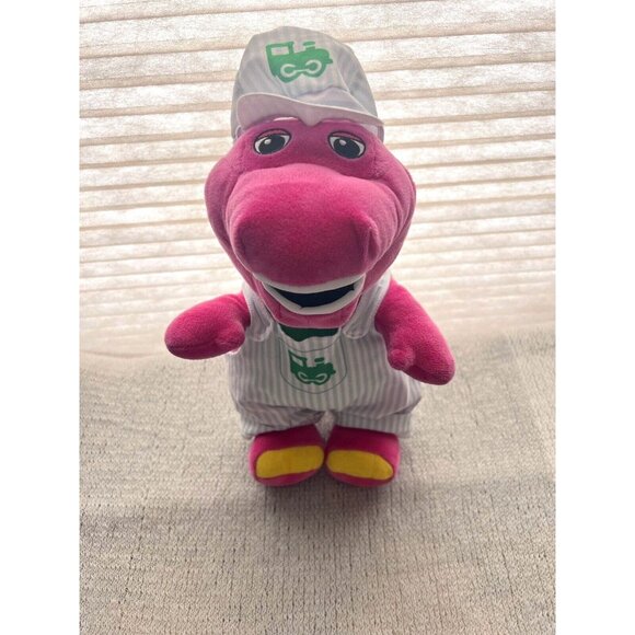 Barney‎ Fisher-Price Plush 12" Train Conductor Hat Stuffed Purple Dinosaur Retro - Picture 1 of 8